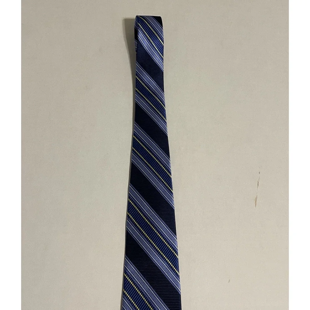 Bruno Piattelli 100%‎ silk striped tie in multi-color blue and yellow